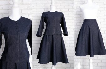 Costum Bleumarin Inchis Fusta Clos si Sacou