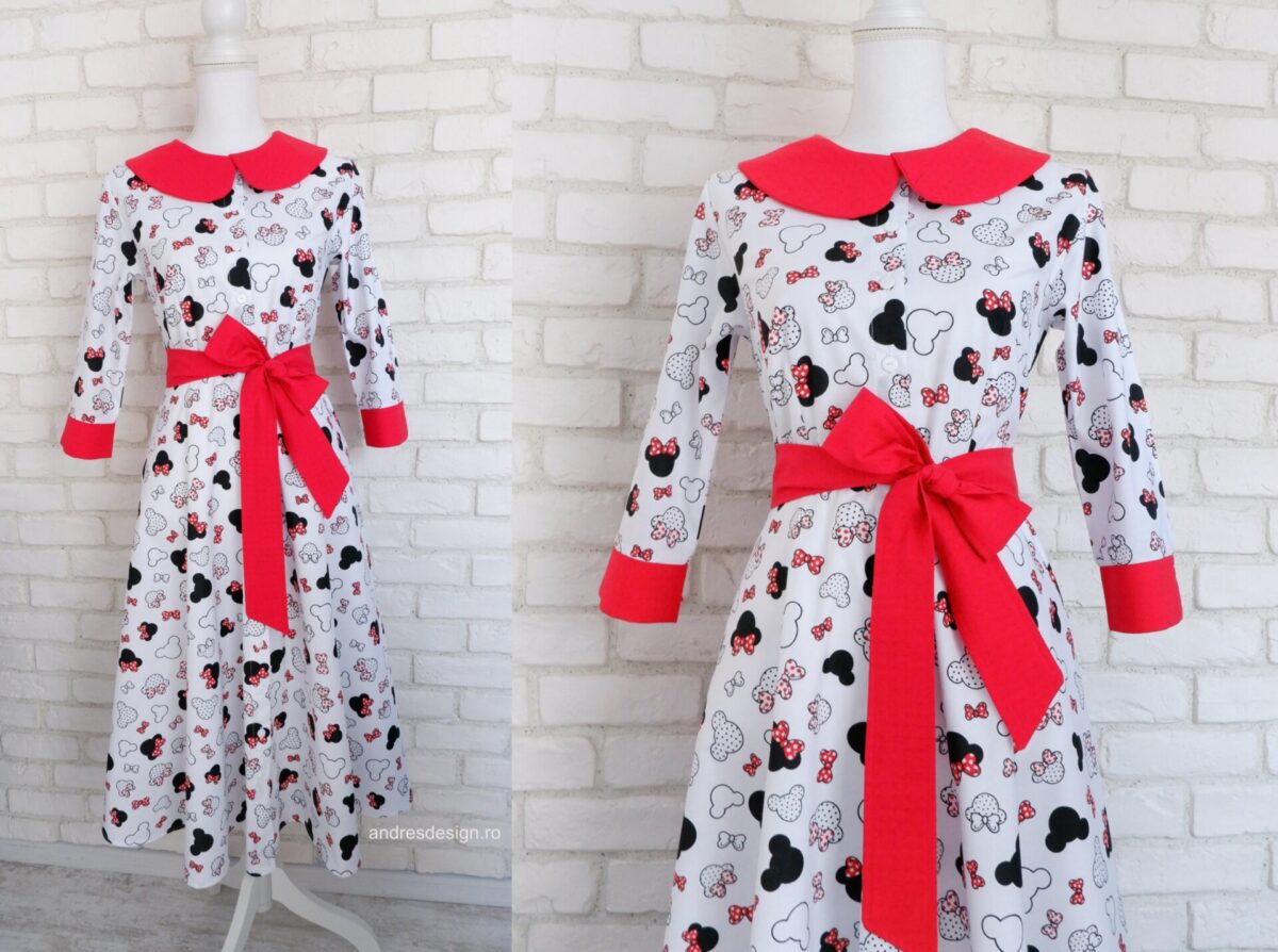 Rochie Cămașă Minnie cu Guler Mare Rotund