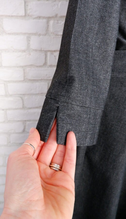 Rochie Cămașă Lungă Stofă Gri Închis Negru – 3