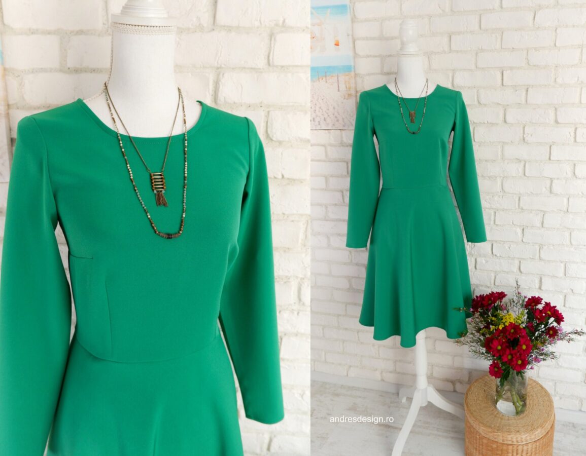 Rochie Clos cu Buzunare Verde