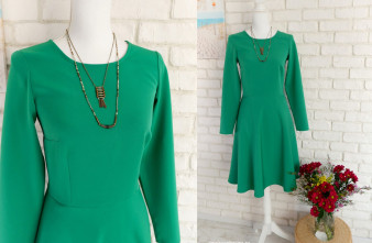 Rochie Clos Verde cu Buzunare