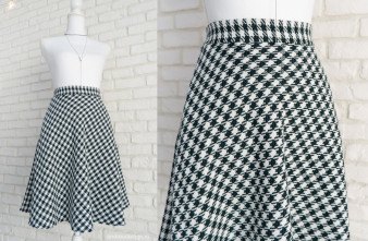 Fusta Clos Stofa Picior de Cocos Verde Inchis cu Crem