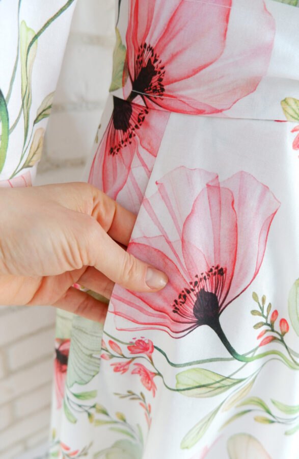 Rochie Cămașă cu Revere Imprimeu Maci – 3