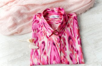 Camasa Dama Vaporoasa Roz cu Crem