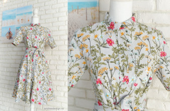 Rochie Camasa Maneca Scurta Flori de Camp
