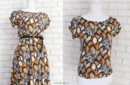 Bluza Vaporoasa Print Sarpe Bej cu Negru