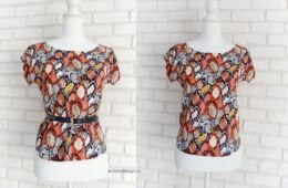 Bluza Vaporoasa Print Sarpe Caramiziu cu Bleumarin