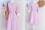 Rochie Camasa Lila cu Guler Alb