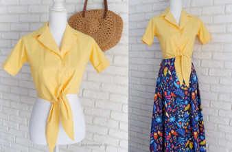Camasa Crop cu Nod Galbena