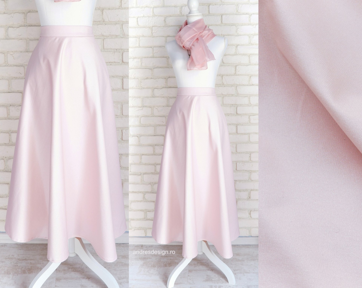 Fusta Lunga Clos Denim Roz Sidefat