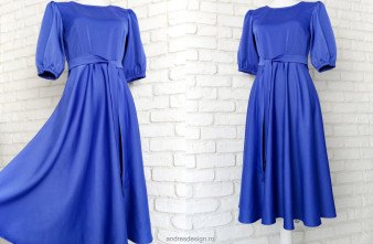 Rochie Eleganta Tafta Satinata Albastra