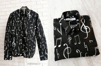 Camasa Baiat Neagra cu Note Muzicale
