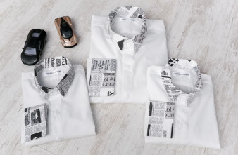 Camasi Tata Fii Albe cu Imprimeu Ziar