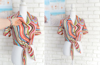 Camasa Crop cu Nod Joc de Culori