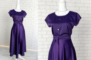 Bluza si Fusta Lunga Elegante Mov Indigo