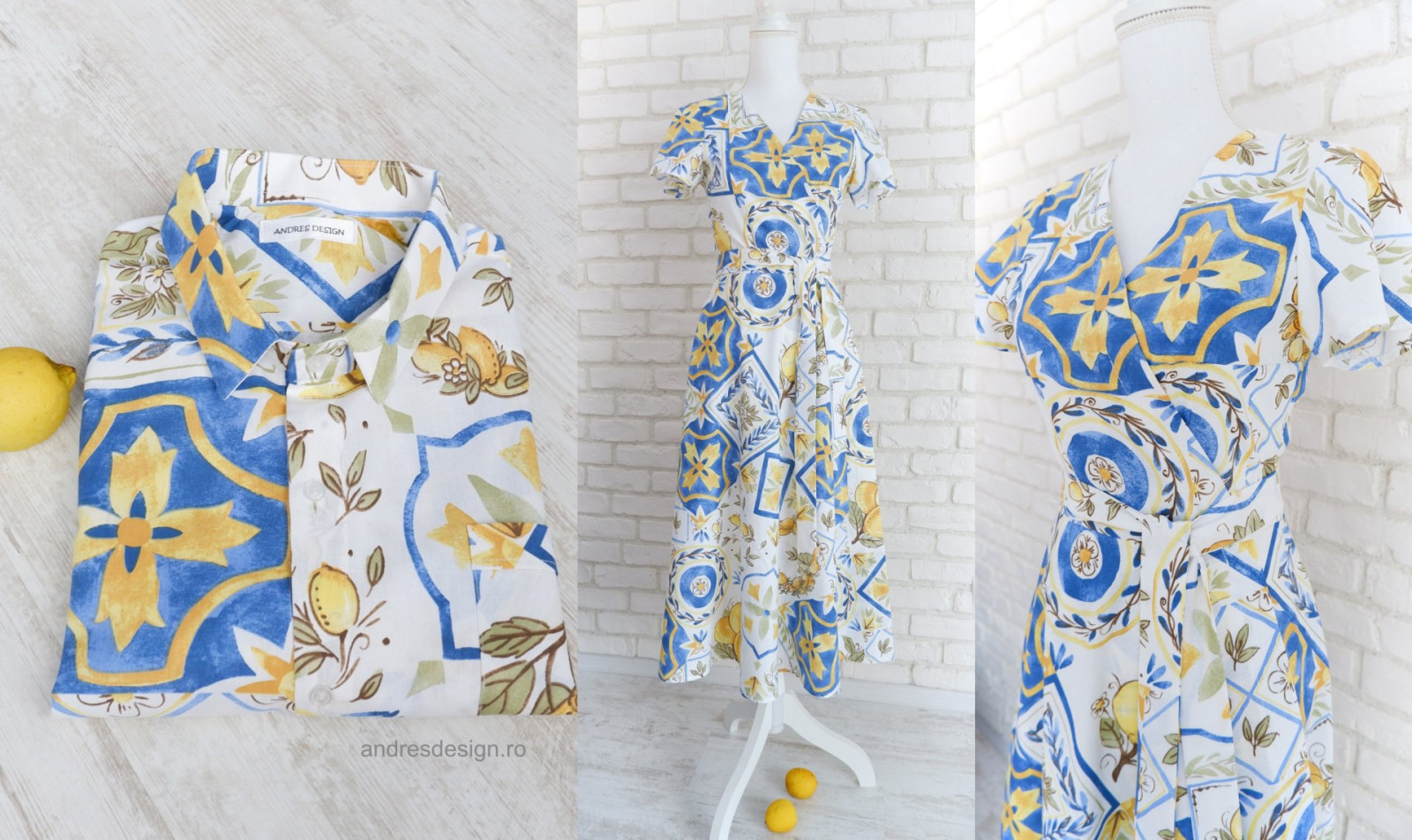 Rochie Cuplu Rochie Petrecuta si Camasa Lamai cu Albastru