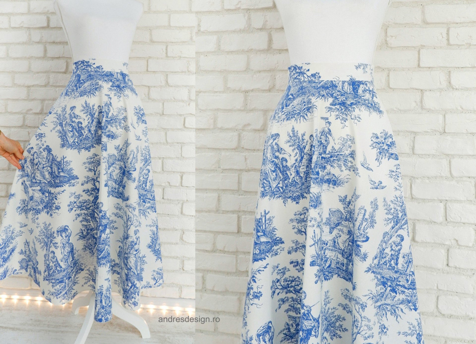Fusta Clos Imprimeu Frantuzesc Toile de Jouy