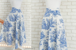 Fusta Clos Imprimeu Frantuzesc Toile de Jouy