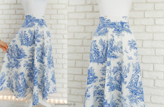 Fusta Clos Imprimeu Frantuzesc Toile de Jouy