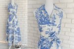 Rochie Camasa cu Revere Imprimeu Frantuzesc Toile de Jouy