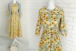 Rochie Camasa Floarea Soarelui cu Guler Mare Rotund